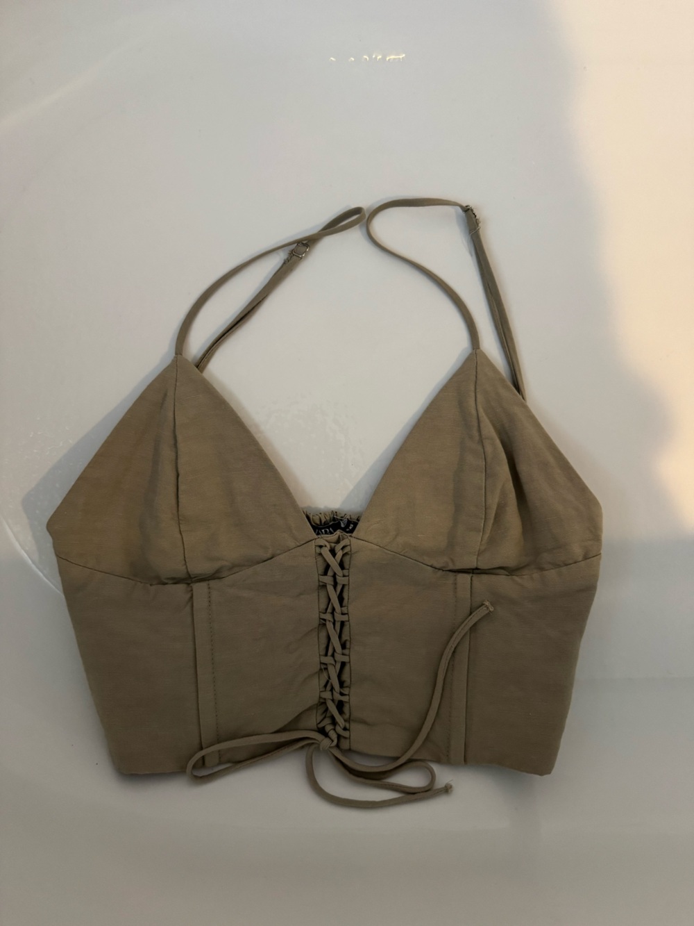 Zara tan corset crop top